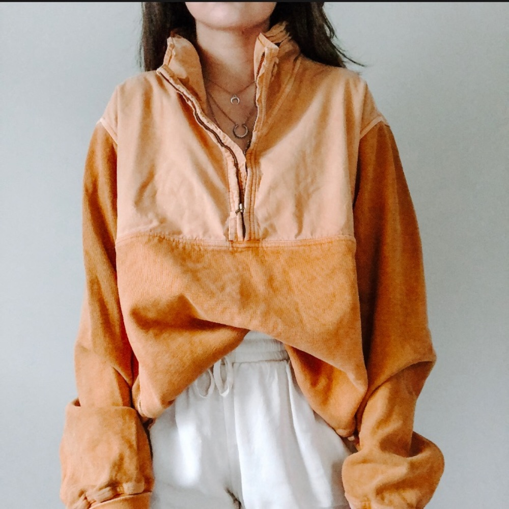VINTAGE • mustard half zip pullover sweatshirt